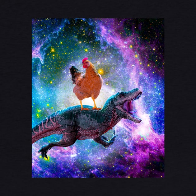 Chicken Riding Dinosaur In Space by Random Galaxy